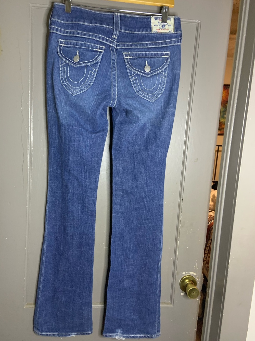 True Religion Becky low rise bootcut jeans with iconic stitching on the back